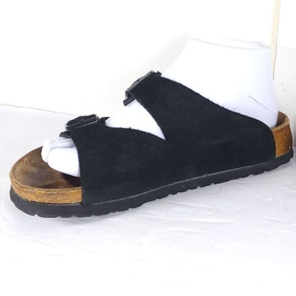 BIRKENSTOCK Birki's Women's Arizona US6 EU37 Black Suede 2 Straps Slide Sandals - Picture 6 of 12